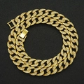 Luxe vergulde Cubaanse schakelketting met sprankelende strass-steentjes en box-veiligheidssluiting - Goud-30 inch