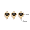 Three golden heart pendants with black gemstones and 7.5mm height dimensions - 2-Hole-Black / Gold