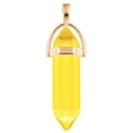 Hexagonal yellow crystal pillar pendant with polished metallic bail on white background - Yellow / Gold Cap Hexagonal Pendant