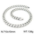 Heavy 710x10mm silver stainless steel Cuban link chain necklace for men in punk style - 710mm x 10mm (KN225378-Z)