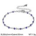 Minimalist silver titanium steel chain with small navy blue beads and extender - 200mm*2mm / Dark Blue