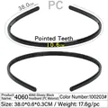 Glossy black plastic headband with non-slip teeth, dimensions 38.0cm by 0.6cm - 4060 Glossy Black - PC