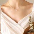 Elegante silberne Halskette mit funkelndem runden Zirkonia-Anhänger an feiner Kette - 40+5cm / Stahlfarbe