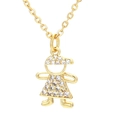 Golden girl pendant necklace with micro-paved white zircons on a delicate chain - Boy Gold White Zirconia