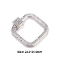 Silver square metal charm with Greek key pattern engraving and size 22x24mm specs - Square / Silver
