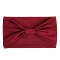 Detail showing burgundy stretch headband with twisted knot texture and soft knit fabric - Solid Wine Red