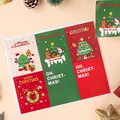 Set of 5 Merry Christmas acrylic cake toppers with Santa and reindeer cartoon designs - Square Mixed Christmas Tree Stickers 5 Sheets