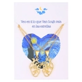 Two-piece gold heart necklaces with anatomical pendants and Van Gogh art card - Gold-Tone Anatomical Heart Style (03KC-G-A-327)