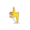 Yellow lightning bolt screw back earring stud with golden stainless steel finish - Yellow Lightning