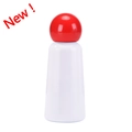 Gourde minimaliste en acier inoxydable blanc avec bouchon sphérique rouge pour enfants - Style Rouge et Blanc