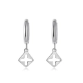 Orecchini a cerchio con ciondolo a croce quadrata traforata in acciaio argento - Argento (SE21062903S)