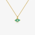 Elegante collana in argento S925 dorato con ciondolo occhio in smalto verde e zircone - Marquise Smalto Turchese