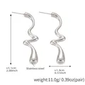 Boucles d'oreilles gouttes géométriques argentées en acier inoxydable poli - Acier