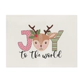 Tovaglietta natalizia con stampa alce JOY su tessuto di poliestere beige - CD101-1 (Joy Renna) / 32*21cm (Cotone Lino)