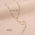 Chic gold-toned Y-shaped necklace featuring colorful crystal gemstones for women - Round