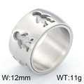 12mm silberner Edelstahlring zweilagig mit ausgestanzten Jungen und Mädchen Figuren - US 7 / Hohlfigur Mattierter Stil (KR43413-K) / Stahlfarbe