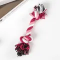 Pink and red woven cotton rope dog chew toy with durable knots for medium dogs - 25g 18cm Red and White