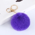 Chic 8cm faux rabbit fur ball keychain in purple with a golden lobster clasp - Elastic Band (No Hardware) / Violet