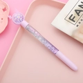 Cute lavender liquid quicksand gel pen with purple sequins and reindeer antler topper - Antler Purple