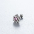 Orecchino a fiore in acciaio chirurgico con zircone rosa e chiusura a vite a sfera - Stile Rosa-Rosa (A91-3#) / Chiusura a vite