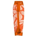 Vibrant orange floral print wrap skirt beach cover-up with stylish waist tie detail - One Size / Single Sarong Skirt