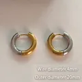Pendientes de aro de acero de titanio en mezcla de oro y plata, 20 mm de diámetro - 4mm de ancho 20mm de diámetro / Bicolor / Oro y plata