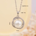Collana con perla argentata, anelli di zirconi e misure dettagliate del pendente - Collana con Decorazione a Spirale / Argento (Spirale)