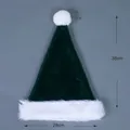 Dark green plush Christmas hat with white faux fur pom-pom, size 38x28cm for adults - 38*28cm / Dark Green Long Plush Kids
