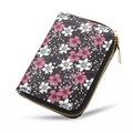 Floral print accordion card holder with pink pattern and gold zipper closure - Wildflower Print