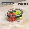 Set of 2 small black divided food storage boxes with airtight lids and sealing clips - 2 Pcs/Set / Divided - Black Small