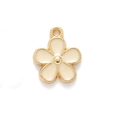 Alloy flower charm with cream white enamel petals and gold plating for jewelry making - 13*16mm / Apricot