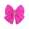Chiffon bow hair clip in bright pink linen texture for sweet ponytail styles - Bright Pink (29)