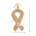 Pink rhinestone gold ribbon heart pendant charm with 3.5mm hole for DIY jewelry - Rose Gold Ribbon Pink Zircon