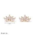 Gouden kroon oorknopjes met marquise zirkonia en schroefsluiting, afmeting van 12,5 mm - Stijl C Goud