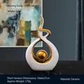 Modern white and gold ceramic abstract sculpture ornament for living room decor - Morning Song White Gold - Short
