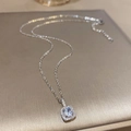 Collana con pendente quadrato a raggiera e zircone tondo su catenina d'argento - Argento - Zircone Super Scintillante Coreano
