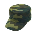 Classic jungle camouflage flat top army cadet cap made of durable cotton canvas material - Dark Green Camouflage