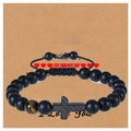 Men's beaded bracelet with tiger eye, cross pendant and Father's Day gift card - Style-A / To My Dad