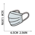 Detail der Maße 5x6,5cm des hellblauen medizinischen Masken-Stickpatches - Maske (X30AX-086-13)