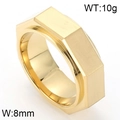 Anello geometrico dorato 8mm minimalista con finitura spazzolata e peso di 10g - Stile Dado Oro