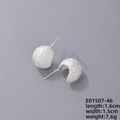 Frosted silver moon shaped stud earrings with textured metallic finish for women - Hemisphere (E01507-46)