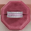 Luxury multi-row eternity ring with marquise pink crystals and white pavé zircons - US 5 / Pink