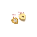 Golden heart-shaped stainless steel pendant with white zircon inlay measuring 11mm in width - 11mm Wide Gold Heart White Gemstone Pendant (5PCS/Pack)