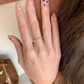 Elegant silver crown wave ring with small pink diamonds for a layered vintage look - Silver Crown Wave Rhinestone Design Ring (J5099)