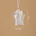 Sparkling white glitter gift box Christmas ornament with hollow patterns, 9cm size - Champagne 3D Gift Box