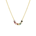 18K gold plated necklace featuring a colorful zircon gemstone curved pendant design - Water Drop