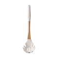 White silicone pasta server with natural wooden handle shown on a white background - Pasta Server