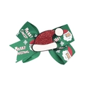 Pince à cheveux nœud de Noël vert avec imprimé et bonnet de Noël rouge scintillant - Motif Père Noël Vert (15#)