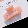 Pink matte acrylic rectangular hair claw clip with minimalist hollow geometric design - 8.5cm / Pink