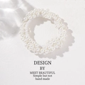 Minimalist white faux pearl hair tie elastic band with glossy round beads for women - 3120 Pure White
